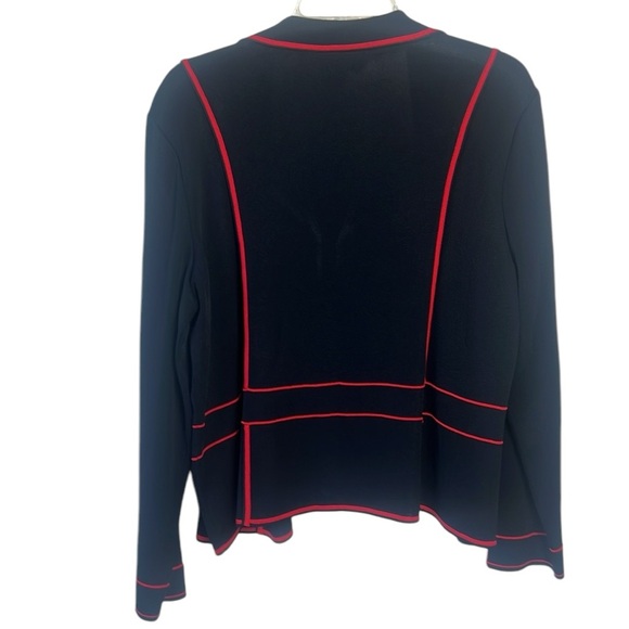 Ming Wang Black and Red Open Front Long Sleeve Knit Cardigan Size Large - Picture 3 of 12